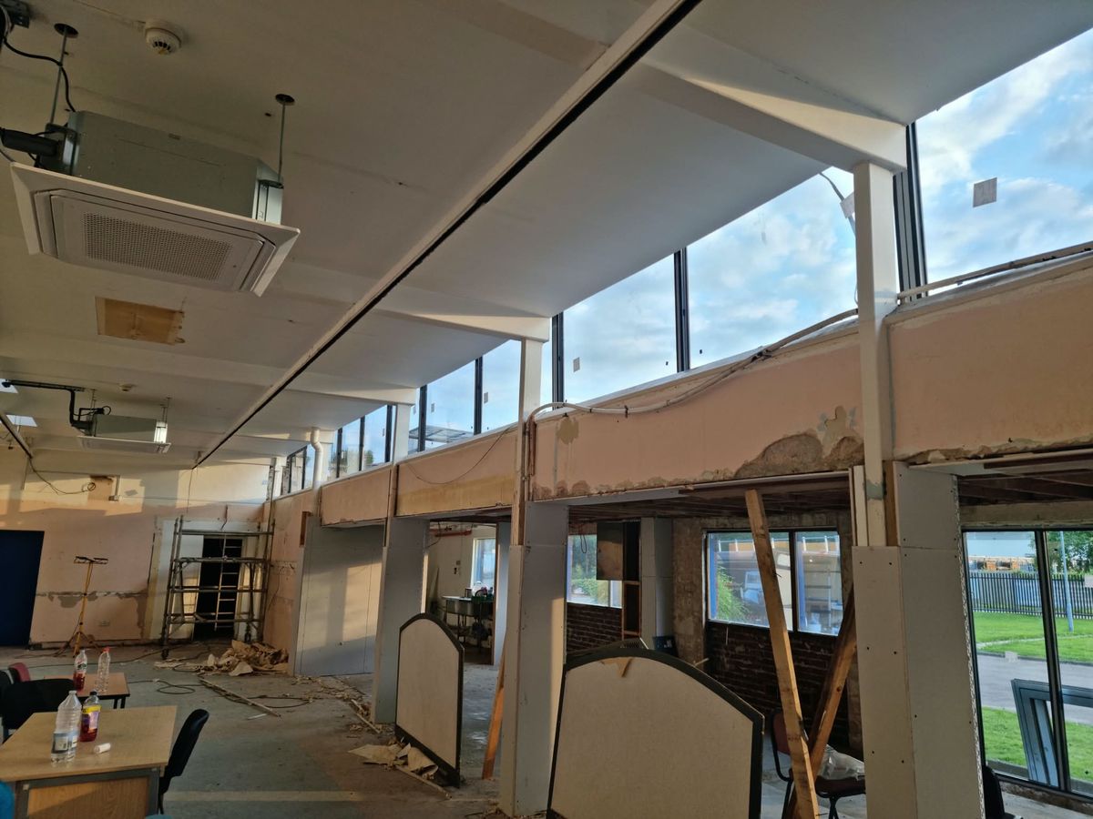 Interior strip-out with new high-level glazing letting in daylight